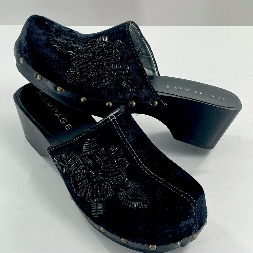 Rampage crushed velvet black clog mule with sequins 7